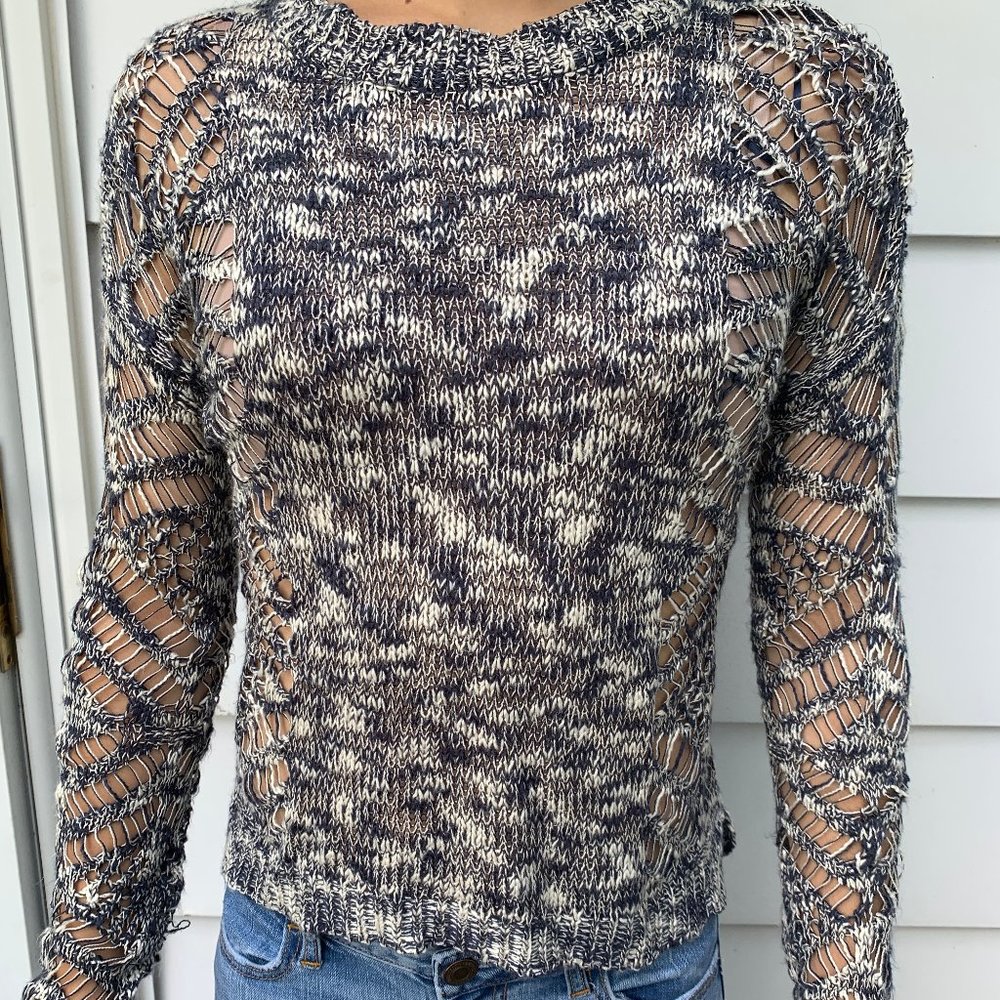 Long Sleeve Blue & White Sweater